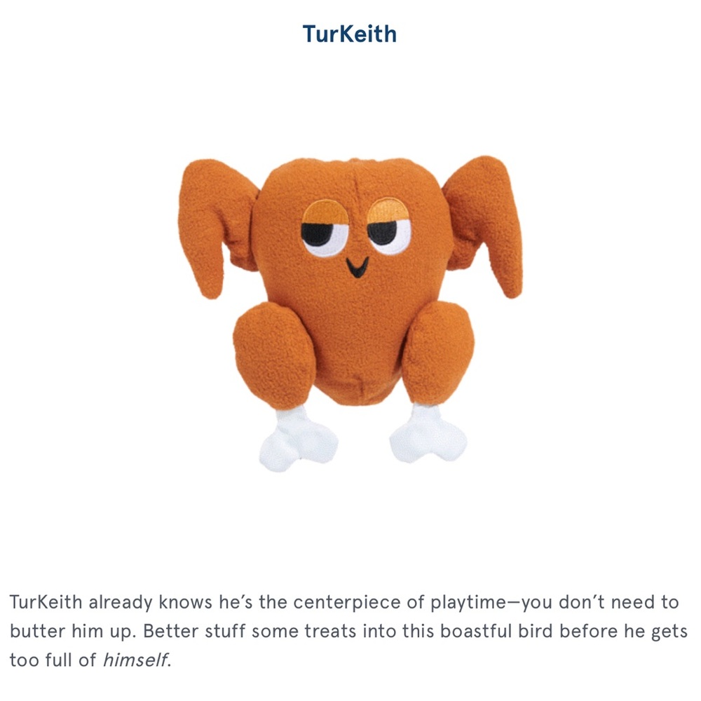 Bark box turkey plush toy- with treat pouch 🟥